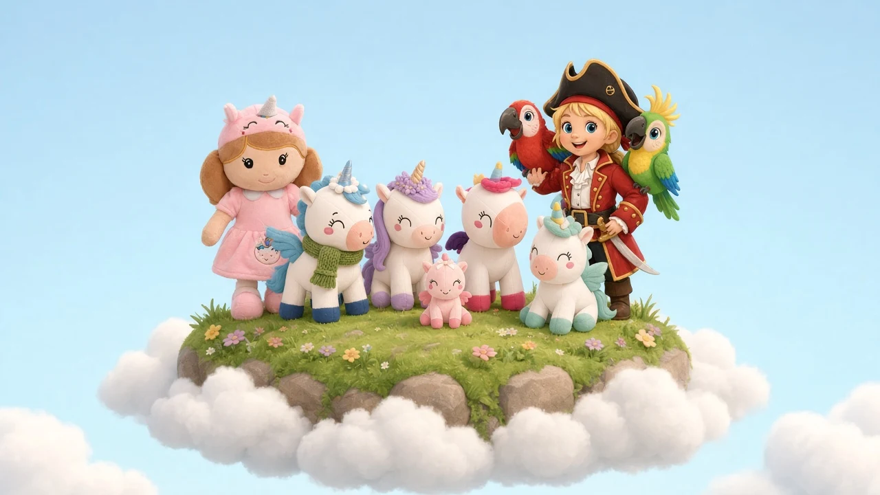 Kikuška, the Lulu family, Captain Lanita, Pepo and Kiwi on a floating island